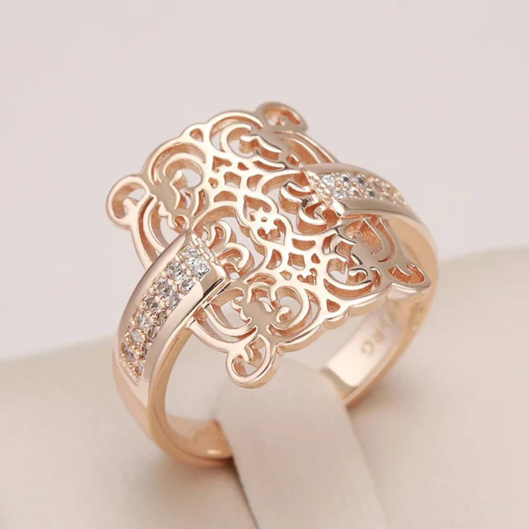 Rose Gold Filigree Statement Ring - Diane Jewelry