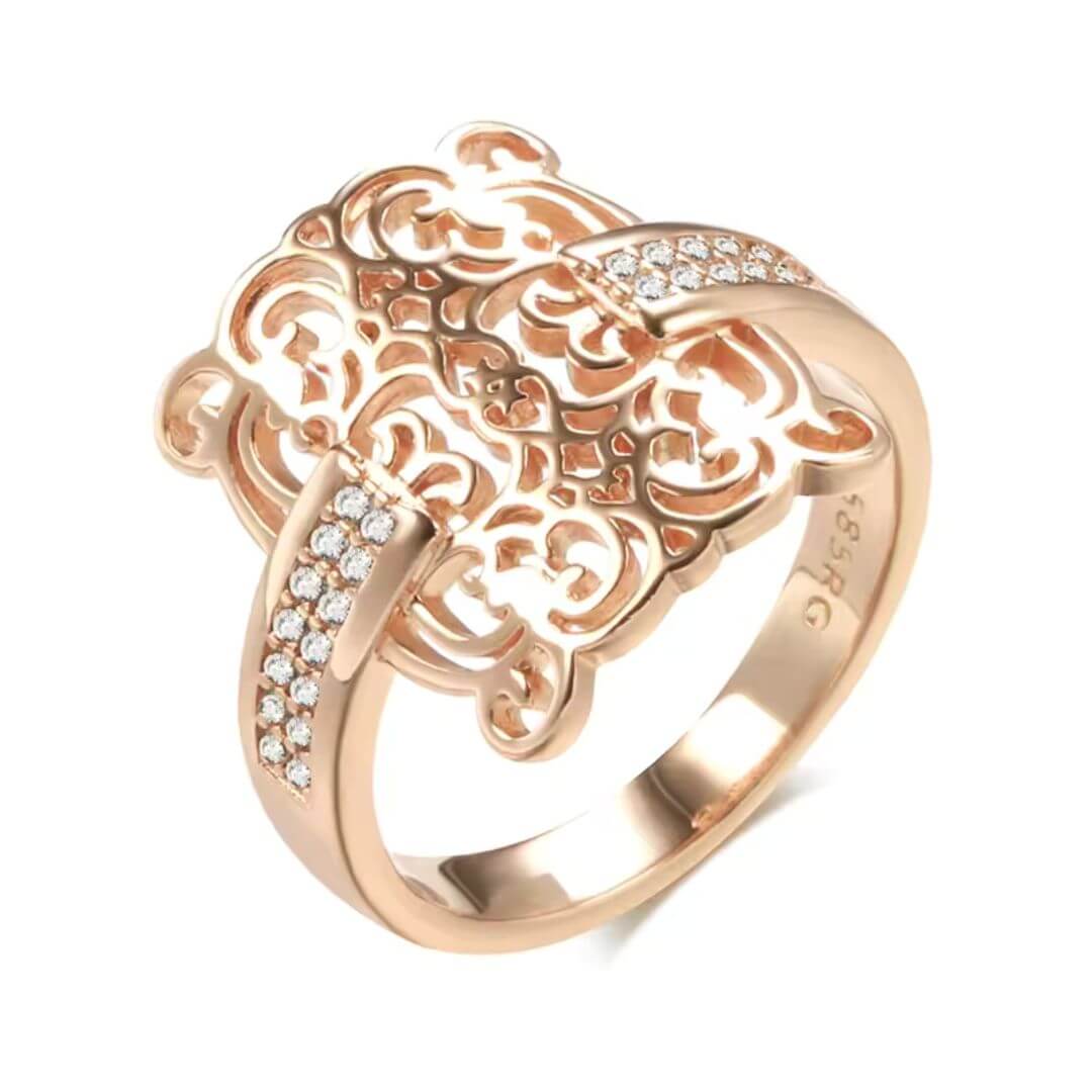 Rose Gold Filigree Statement Ring - Diane Jewelry