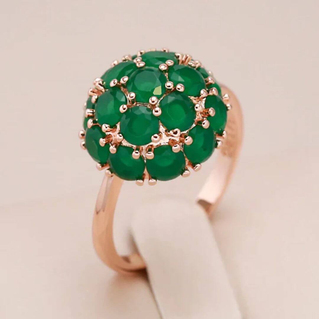Green Gem Cluster Dome Ring - Diane Jewelry