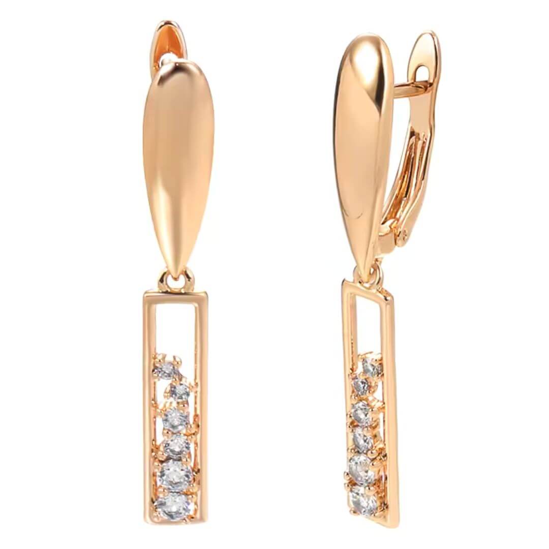 Rose Gold Bar Earrings - Diane Jewelry