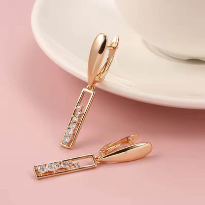 Rose Gold Bar Earrings - Diane Jewelry