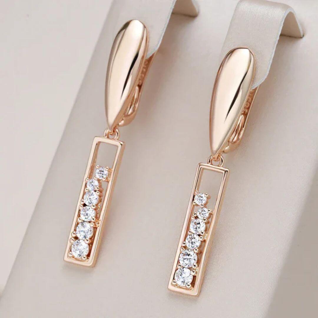 Rose Gold Bar Earrings - Diane Jewelry