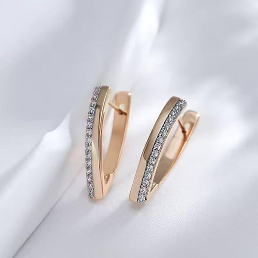 Gold Zirconia Hoop Earrings - Diane Jewelry