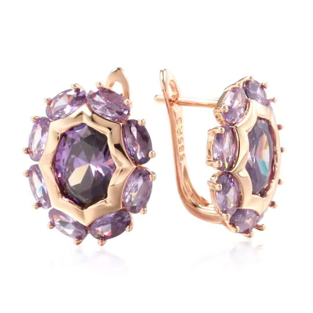 Purple Gem Vintage Earrings - Diane Jewelry