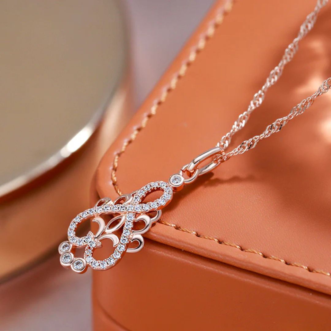 Rose Gold Filigree Pendant Necklace - Diane Jewelry