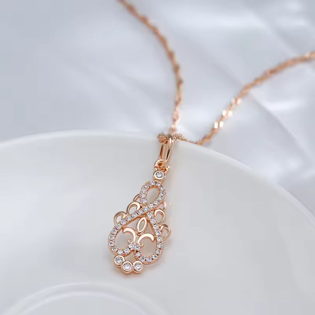 Rose Gold Filigree Pendant Necklace - Diane Jewelry