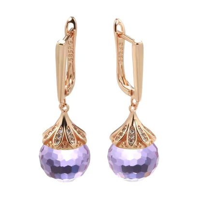 Vintage Purple Crystal Drop Earrings - Diane Jewelry