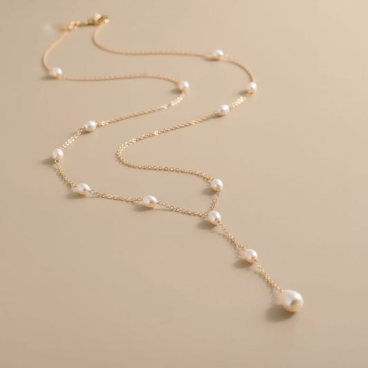 Delicate Gold Drop Pearl Necklace Susan Rose Jewelry