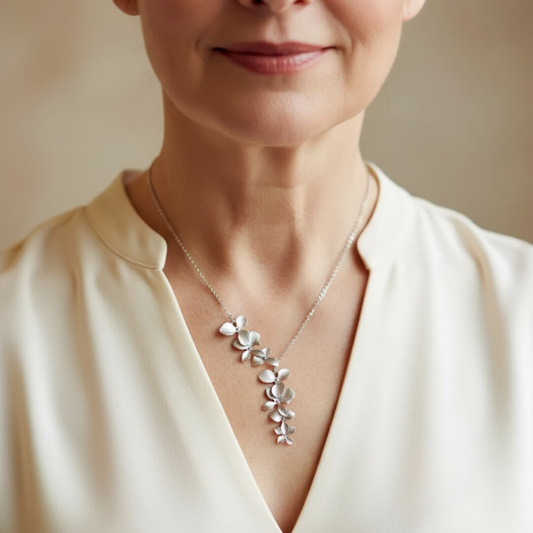 Floral Silver Statement Necklace Susan Rose Jewelry