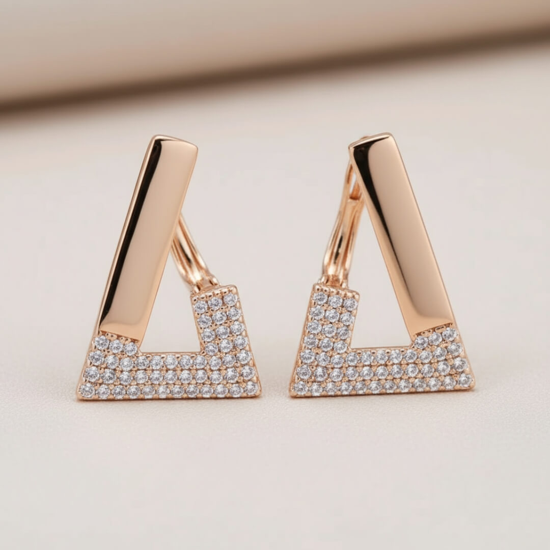 Geometric Rose Gold Crystal Earrings Susan Rose Jewelry