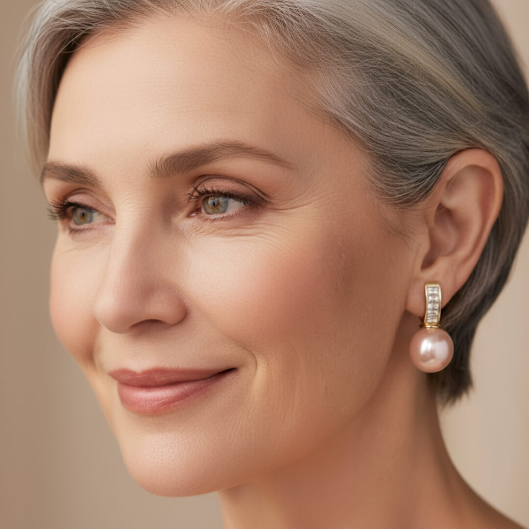 Gold Crystal Pink Pearl Earrings Susan Rose Jewelry