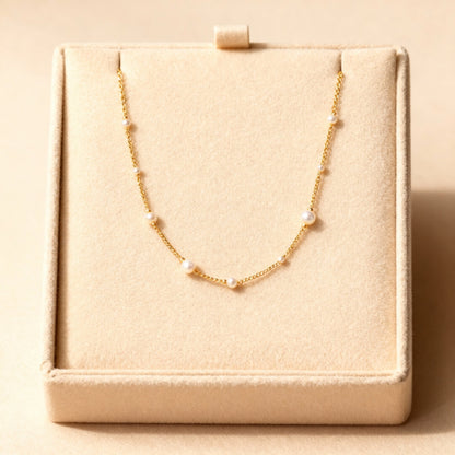 Gold Dainty Pearl Choker Necklace Susan Rose Jewelry