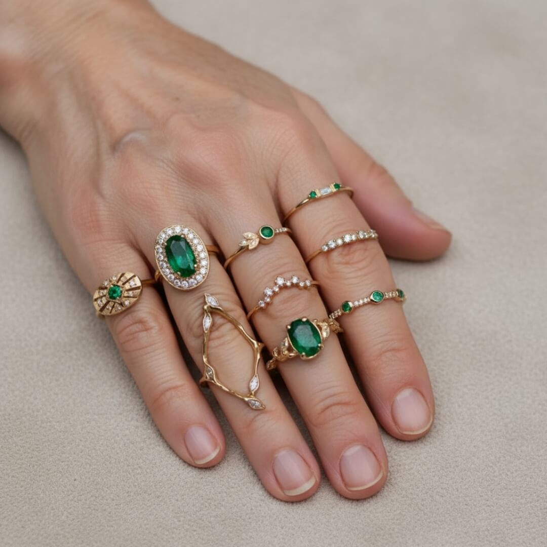 Gold Emerald Stacking Dainty Rings Susan Rose Jewelry