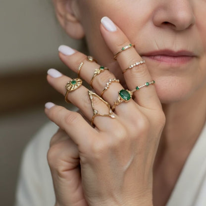 Gold Emerald Stacking Dainty Rings Susan Rose Jewelry