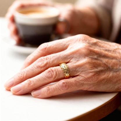 Gold Floral Engraved Band Ring Susan Rose Jewelry