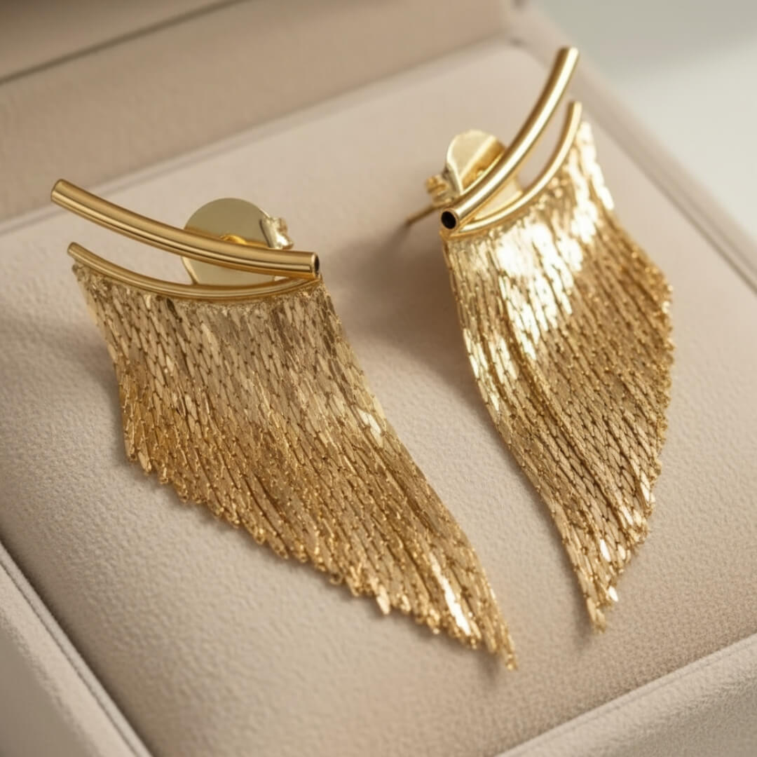 Gold Fringe Statement Earrings Susan Rose Jewelry