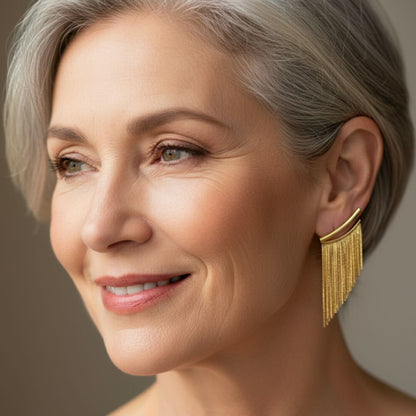 Gold Fringe Statement Earrings Susan Rose Jewelry