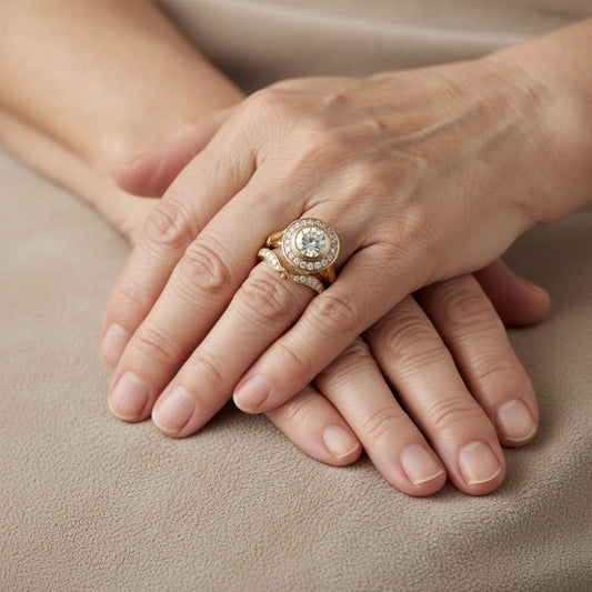 Gold Halo Bridal Ring Set Susan Rose Jewelry