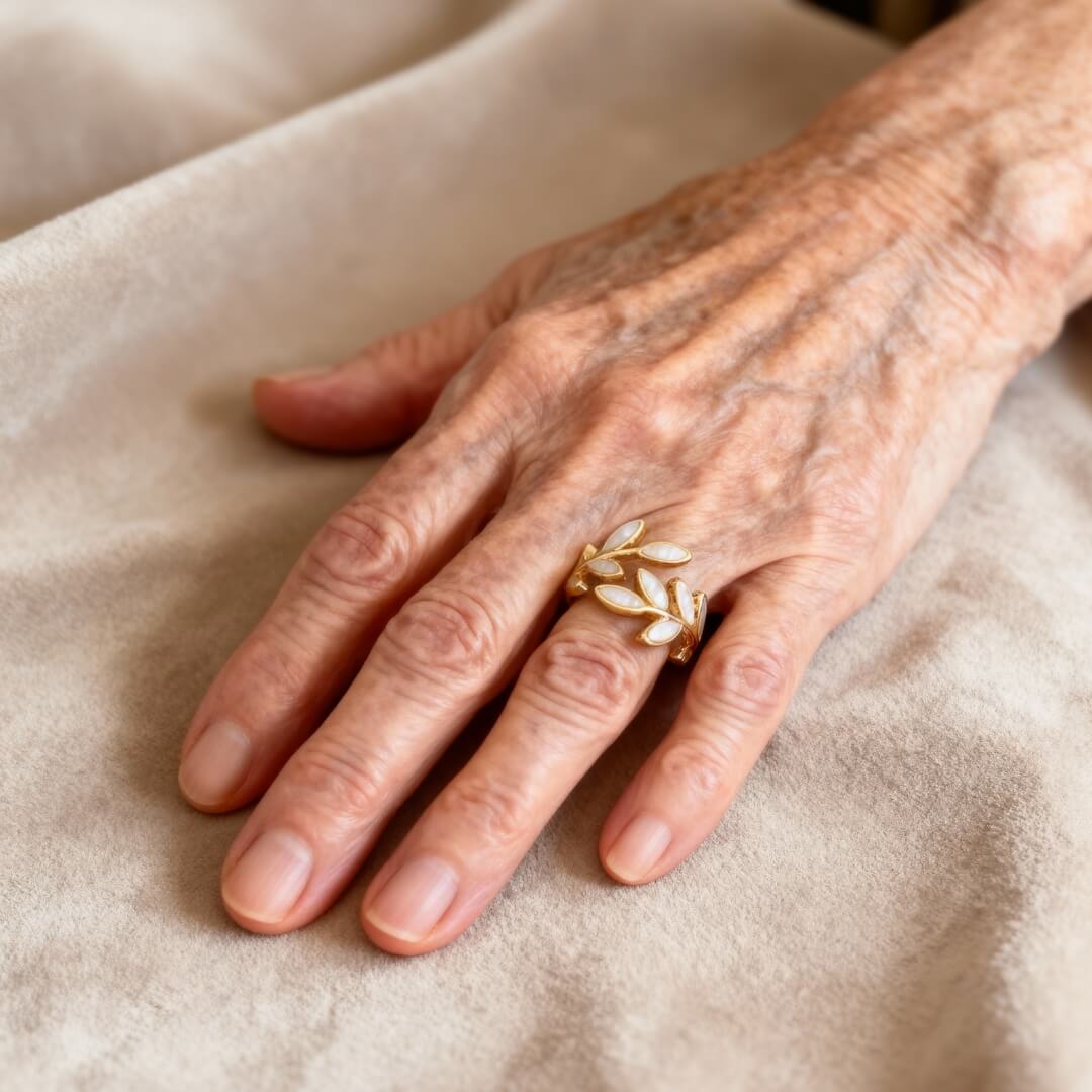 Gold Leaf Adjustable Open Ring Susan Rose Jewelry