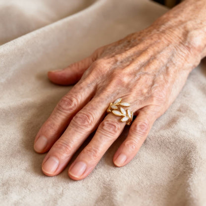 Gold Leaf Adjustable Open Ring Susan Rose Jewelry