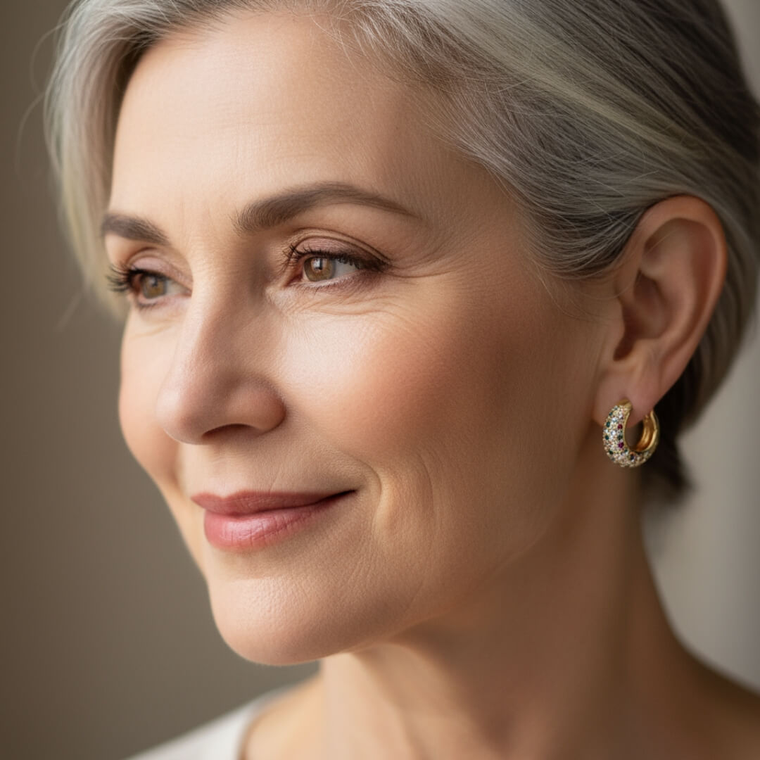 Gold Multicolor Crystal Hoop Earrings Susan Rose Jewelry