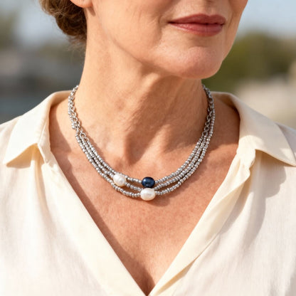 Layered Pearl Bead Choker Necklace Susan Rose Jewelry