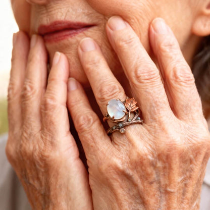 Nature Branch Moonstone Leaf Ring Susan Rose Jewelry