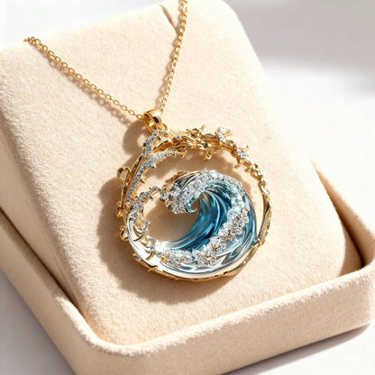 Ocean Wave Crystal Pendant Necklace Susan Rose Jewelry