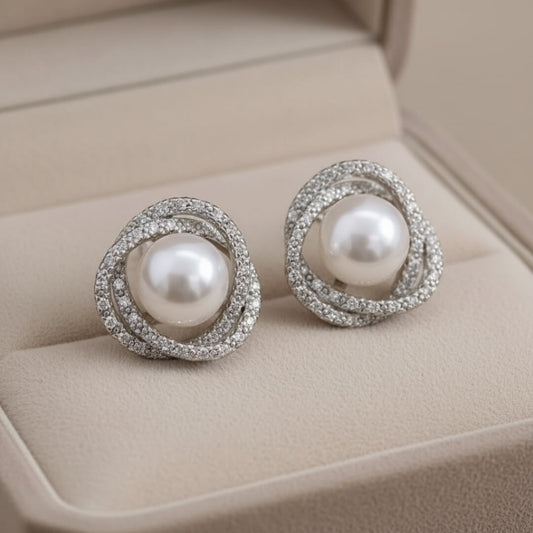 Pearl Diamond Stud Earrings Susan Rose Jewelry