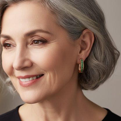 Rose Gold Emerald Hoop Earrings Susan Rose Jewelry