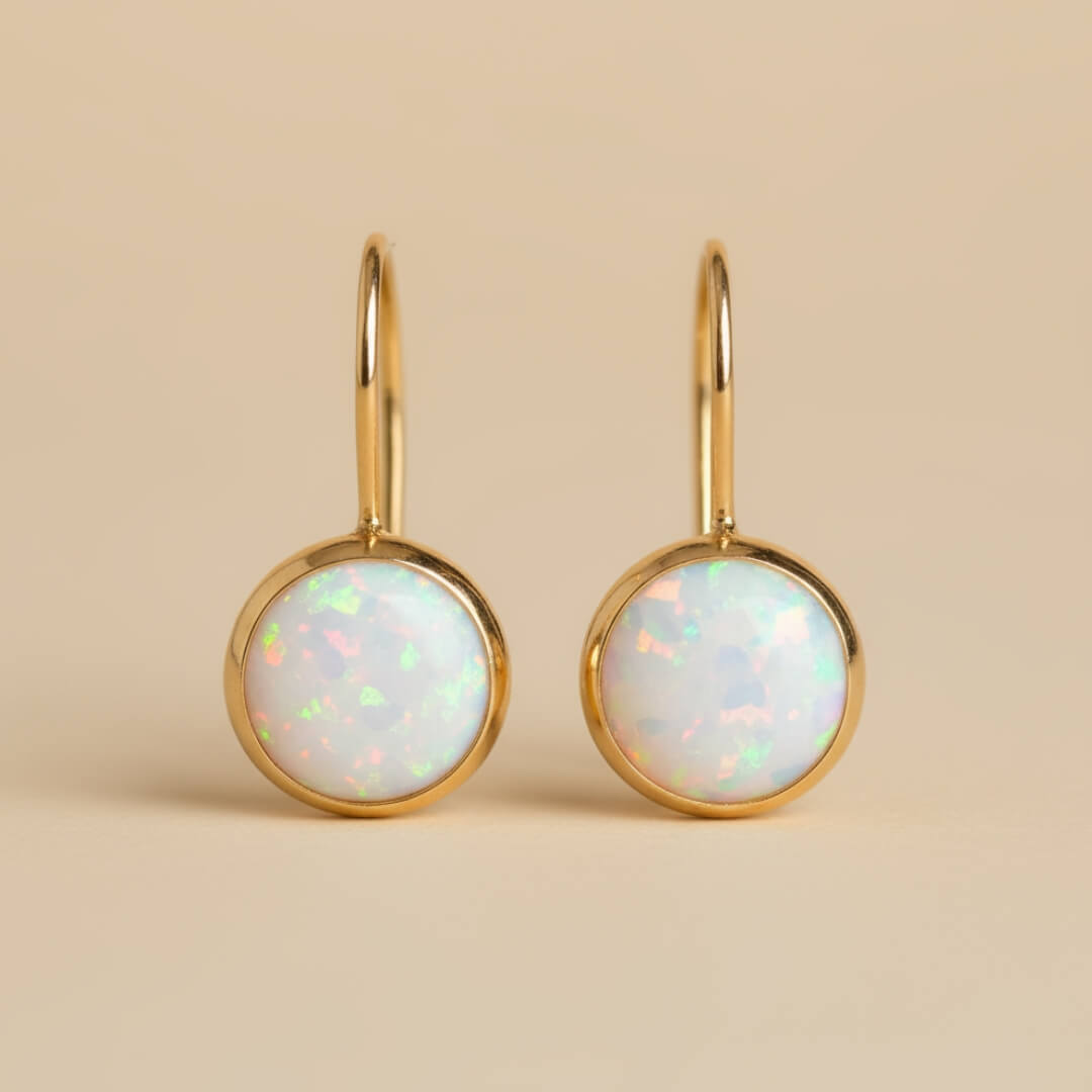 Round Opal Gemstone Earrings Susan Rose Jewelry