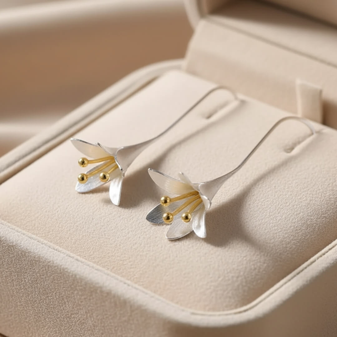 Silver Gold Floral Drop Earrings Susan Rose Jewelry