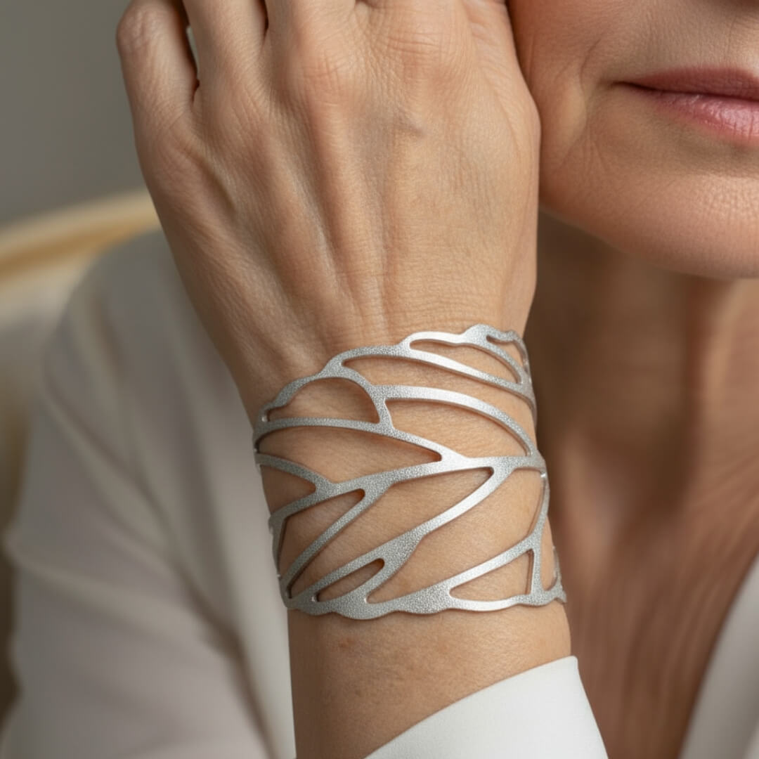 Silver Leaf Cutout Cuff Bracelet Susan Rose Jewelry