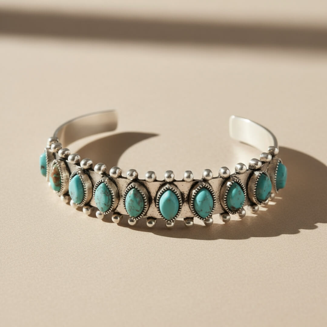 Turquoise Silver Boho Cuff Bracelet Susan Rose Jewelry
