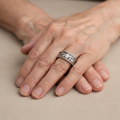 Vintage Leaf Silver Band Ring Susan Rose Jewelry